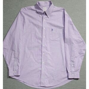 Brooks Brothers Purple No Iron Button Down Shirt Long Sleeve Cotton Size L
